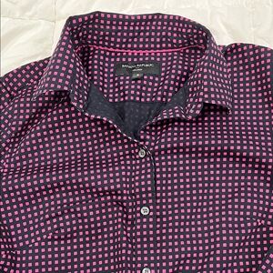 Banana Republic Women’s Pink and Black Checkered Shirt